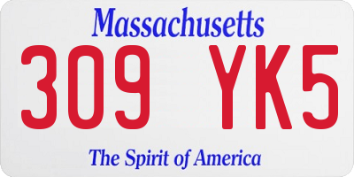 MA license plate 309YK5
