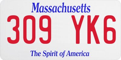 MA license plate 309YK6