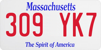 MA license plate 309YK7