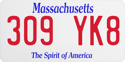 MA license plate 309YK8