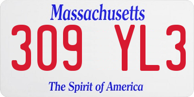 MA license plate 309YL3