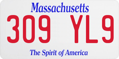 MA license plate 309YL9