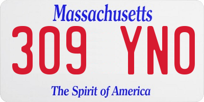 MA license plate 309YN0