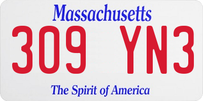 MA license plate 309YN3