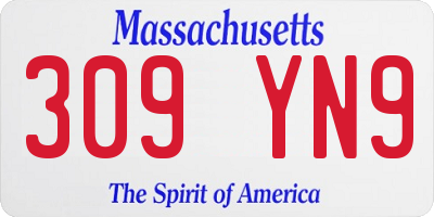 MA license plate 309YN9
