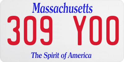 MA license plate 309YO0