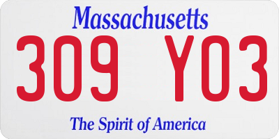MA license plate 309YO3