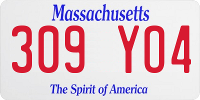 MA license plate 309YO4