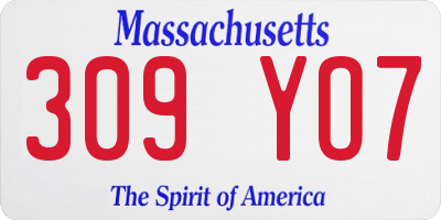 MA license plate 309YO7