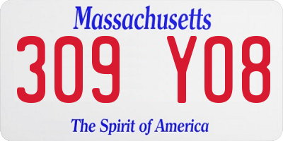 MA license plate 309YO8
