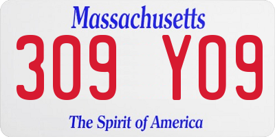 MA license plate 309YO9