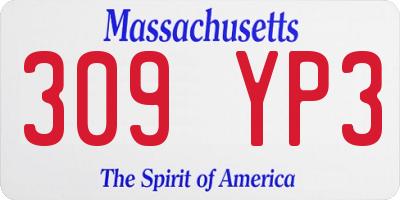 MA license plate 309YP3