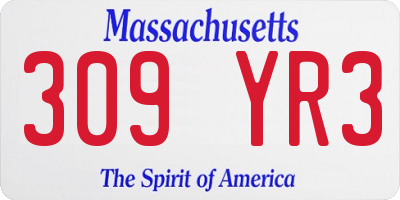 MA license plate 309YR3