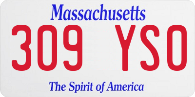 MA license plate 309YS0