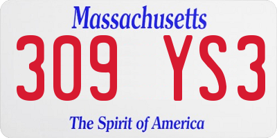MA license plate 309YS3