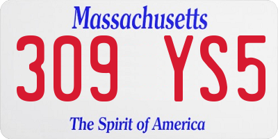 MA license plate 309YS5