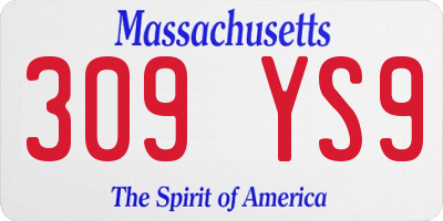 MA license plate 309YS9