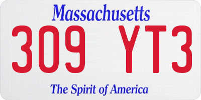 MA license plate 309YT3