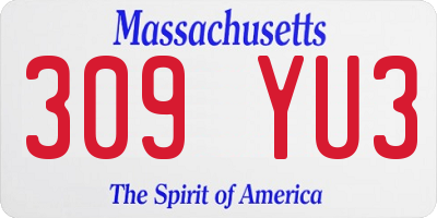 MA license plate 309YU3