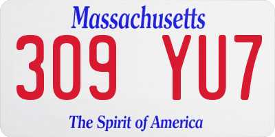 MA license plate 309YU7
