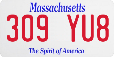 MA license plate 309YU8