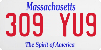 MA license plate 309YU9