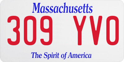 MA license plate 309YV0