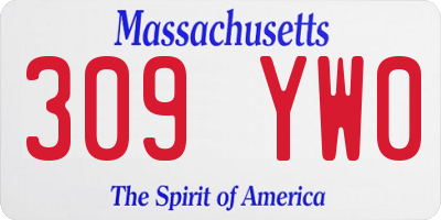 MA license plate 309YW0