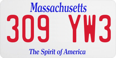 MA license plate 309YW3