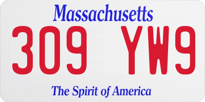 MA license plate 309YW9