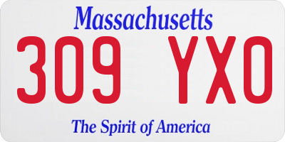 MA license plate 309YX0