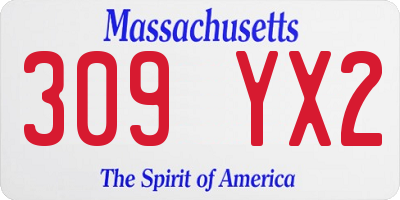 MA license plate 309YX2