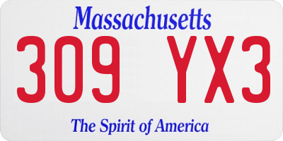 MA license plate 309YX3