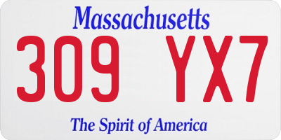 MA license plate 309YX7