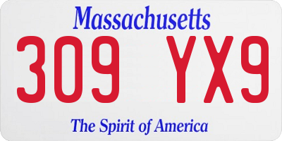 MA license plate 309YX9