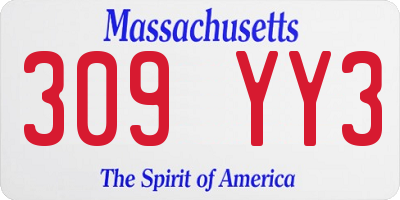 MA license plate 309YY3