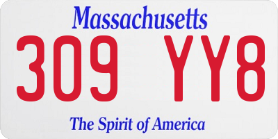 MA license plate 309YY8