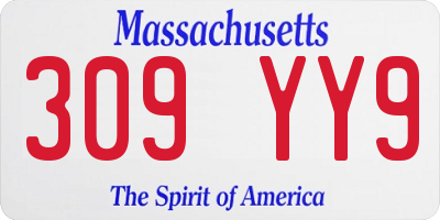 MA license plate 309YY9
