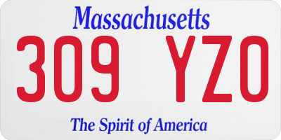 MA license plate 309YZ0