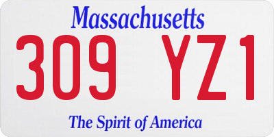 MA license plate 309YZ1