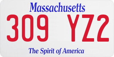 MA license plate 309YZ2