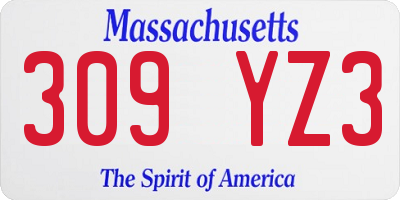 MA license plate 309YZ3