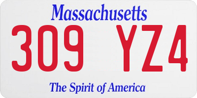 MA license plate 309YZ4