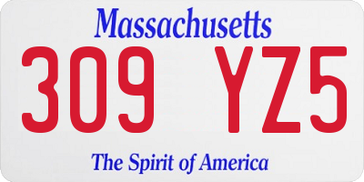 MA license plate 309YZ5