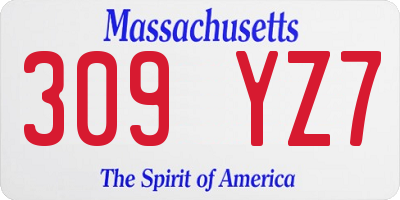 MA license plate 309YZ7