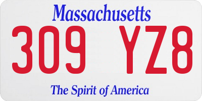 MA license plate 309YZ8