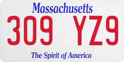 MA license plate 309YZ9