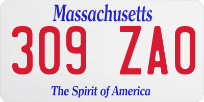 MA license plate 309ZA0