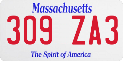 MA license plate 309ZA3