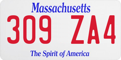 MA license plate 309ZA4